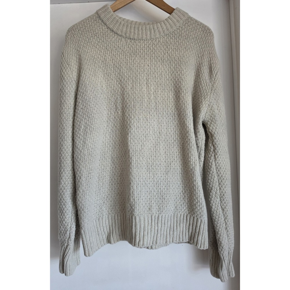 Steven Alan Women M Wool Pullover Sweater Beige Solid Minimalist Knit Top